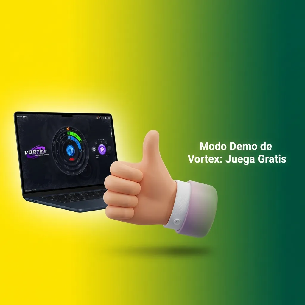 Interfaz del modo demo de Vortex mostrando créditos virtuales y multiplicador en acción para práctica sin riesgo