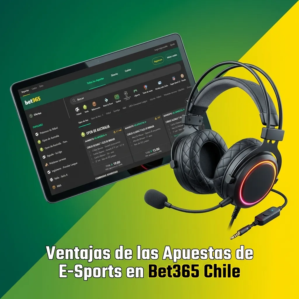 Bet365 Chile e-sports betting advantages including local payments, competitive odds, mobile app, and live streaming features.